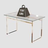 51" Modern Minimalist Rectangular Glass Dining Table for 4-6 with 0.31" Tempered Glass Tabletop and 53938624