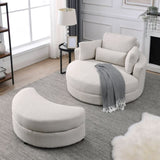 Welike Swivel Accent Barrel Modern Sofa Lounge Club Big Round Chair with Storage Ottoman W83469808