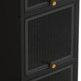 Modern Four-tier Glass Door Cabinet with Featuring Five-tier Storage, for Entryway Living Room W757P241562