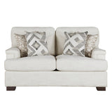 Modern Elegance Comfort Loveseat Cream Chenille Fabric Upholstery Decorative Pillows Solid Wood B011P256683