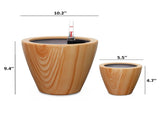 2-Pack 10 in. Light Wood Plastic Self-watering Planter Pot B046P144618