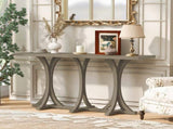 U-Style 59.8'' Wooden Console Table with Oak Veneer Top,Farmhouse Entryway Table with Rubber Wood N711P295300E