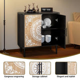 Pattern Carving, High Feet, Oval Tabletop, Curved Side Frame, Door Panel MDF Spray Paint, Cabinet 94038346