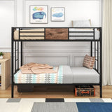 Twin Over Twin Size Metal Bunk Bed Black W84083686