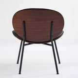 Mid-Century Modern Shell Chair Single Side Chair Tripod Black Leather Lounge Chair in Walnut Finish W1143P214250