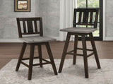 Pub Height Chairs Set of 2, Distressed Gray and Black 360-degree Swivel Chair Solid Rubberwood B011P194915