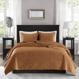 3 Piece Velvet Quilt Set Rust King/Cal King B03597649