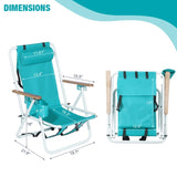 Folding Beach Chair, 4 Position Portable Backpack Foldable Camping Chair with Headrest Cup Holder 12278204