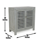 Farmhouse Inspired Accent Cabinet - Lattice Work Front, Distressed Grey Finish B081110876