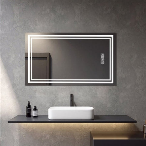 ZUN Bright LED Bathroom Mirror 40" x 24" Front Light, 5 Mins Defog, Full HD Reflected, 3 Colors 51506617