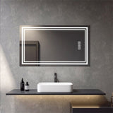 Bright LED Bathroom Mirror 40" x 24" Front Light, 5 Mins Defog, Full HD Reflected, 3 Colors 51506617