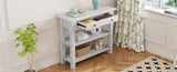 ZUN TREXM Retro Console Table with Drawer and Two Sturdy Shelves for Entryway, Living Room N715P195561K