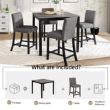 5-Piece Height Table Set with 4 Chairs, Height Table Set for 4 with Chairs, Wooden W1998P195205
