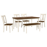 ZUN Classic 6-Piece Dining Set Wooden Table and 4 Chairs with Bench for Kitchen Dining Room 74189372