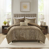 6 Piece Jacquard Comforter Set with Throw Pillows-King/Cal King B035P280389