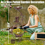 ZUN 37.8 inch Bird Bath and Solar Bird Feeders Combo with Flower Planter Pedestal, Weather Resistant 60319630