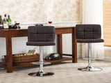 Swivel Faux Leather Adjustable Hydraulic Bar Stool, Set of 2, Brown T2574P164840