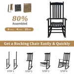 ZUN 68.5*86*115CM Square Wooden Rocking Chair Wavy Backboard Black 40856754