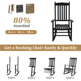 68.5*86*115CM Square Wooden Rocking Chair Wavy Backboard Black 40856754