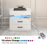 ZUN 1 Set Nightstand with Adjustable LED Strip Light, 2-drawers, Large Storage Space, Suitable for W368P239008