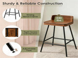 Set of 2 Walnut Wooden Counter Stool with Footrest & Adjustable Anti-Slip Feet, Industrial Modern 54552474