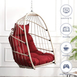 Outdoor garden rattan egg swing chair hanging chair PE hanging chair red W2500P231669