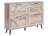Barn door with 4 flip-down drawers, black metal single-sided handle melamine particleboard black 85826023