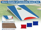 3'x2' Cornhole Board Set with 8 Bean Bags, Foldable Portable Outdoor Tossing Game BlueRedWhite 36988596