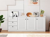 White Buffet Sideboard Cabinet, 3 Drawers & 3 Shutter Door Cabinets, Abundant Storage Space 88598121