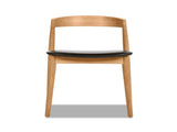 Raven 20.5" Stacking Sculpted Oak Wood Dining Chair, Warm Natural Brown & Black Faux Leather B2719P238276