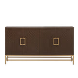 TREXM Retro Style Sideboard with Adjustable Shelves, Rectangular Metal Handles and Legs for Kitchen, N715P232695P