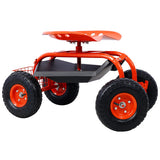 Garden Cart Rolling Scooter, Adjustable Height Heavy Duty Scooter, Rolling Garden Cart with 4 Wheels W227P207223