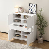 White wooden storage cabinet with 4 doors and 2 drawers W1320P191441