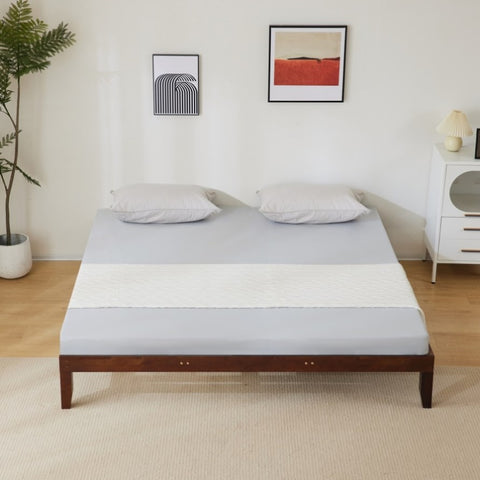 ZUN Basic bed frame brown King 206*192*30.5cm wooden bed 14774682