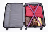 Expandable 3 Piece Luggage Sets PC Lightweight & Durable Suitcase with Two Hooks, Spinner Wheels, W284104376