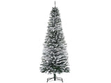 7.5' Tall Unlit Snow-Flocked Slim Artificial Christmas Tree with Realistic Branches and 738 Tips 12788439