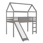 ZUN Twin Loft Bed with Slide, House Bed with Slide,Gray 99891079