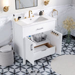 ZUN 30-Inch Bathroom Vanity with Ceramic Sink and Ample Storage - The Perfect Choice for Small Bathrooms WF530809AAK