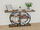 41.3 Inch Industrial Console Table for Entryway, Narrow Sofa Table with Storage Shelves & Circle W3101P460015