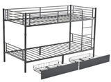Twin Over Twin Convertible Bunk Bed with 2 Storage Drawers, Metal Bunk Bed Can 03534327