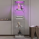 ZUN LED lights Glass Display Cabinet 4 Shelves with Door, Floor Standing Curio Bookshelf for Living Room W1806P197870