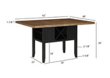 ZUN 1pc Farmhouse Counter Height Dining Rectangular Table w Storage Two Tone Black Brown Finish B011P208257