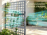 Gray 43" x 16" x 70" Galvanized Planter Box Raised Garden Bed with Trellis for Vines & Climbing 68219610