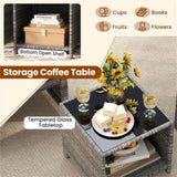 Black 3 Pieces Patio Furniture Set with Tempered Glass Coffee 86888639