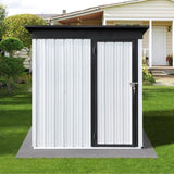 ZUN Metal garden sheds 5ftx4ft outdoor storage sheds White+Black W1350114586