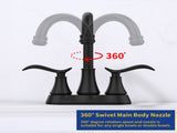 Bathroom Faucet Matt Black with Pop-up Drain & Supply Hoses 2-Handle 360 Degree c Swivel Spout 36251545