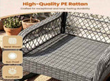 Mix Gray Handwoven PE Rattan Porch Rocking Chair, Metal Frame Safe Smooth Rocker with Removable 38238544