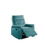 ZUN Luxurious Velvet Teal Blue Color Motion Recliner Chair 1pc Couch Manual Motion Plush Armrest Tufted B011P163885