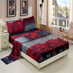 ZUN 3D Sheet set 4 Pieces Rose Love Romantic Moment Print Sheet Set with Microfiber Fabric and Filling 47040577