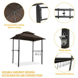 Outdoor Grill Gazebo 8 x 5 Ft, Shelter Tent, Double Tier Soft Top Canopy Steel Frame with hook W41918149
